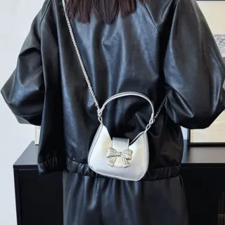 【LEEHER】雙11 蝴蝶結包包/可愛包包/粉餅包/小物包/銀色包包/白色包包/鏈條包/禮物/手提包/口 