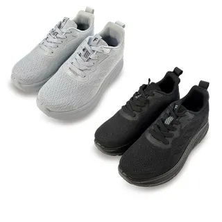 【FUFA Shoes 富發牌】流雲編織厚底男女款運動鞋-黑/灰 1AL038(休閒鞋/運動鞋/健走鞋/慢跑鞋/情侶鞋)