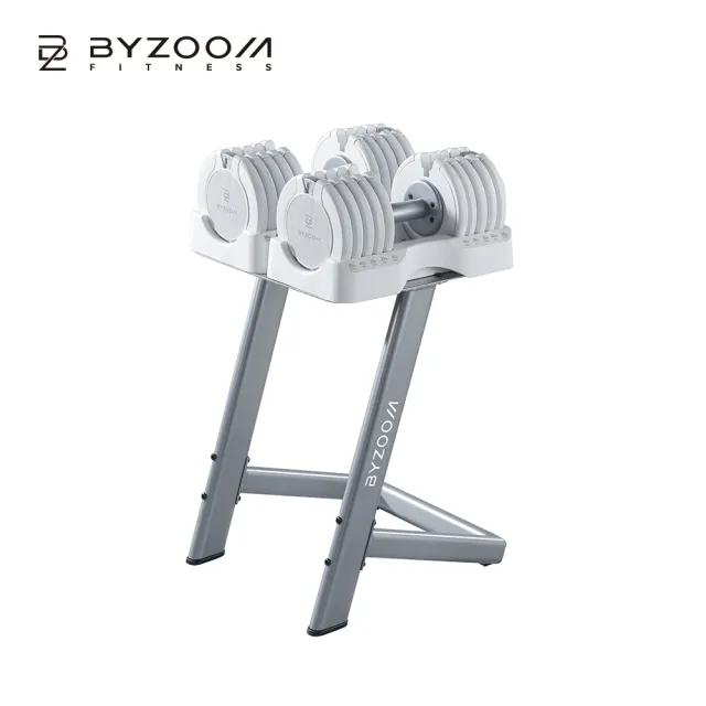 【BYZOOM FITNESS】Pure Series可調式啞鈴50lb/約22.6kg 雙入+啞鈴架(黑/白二色)