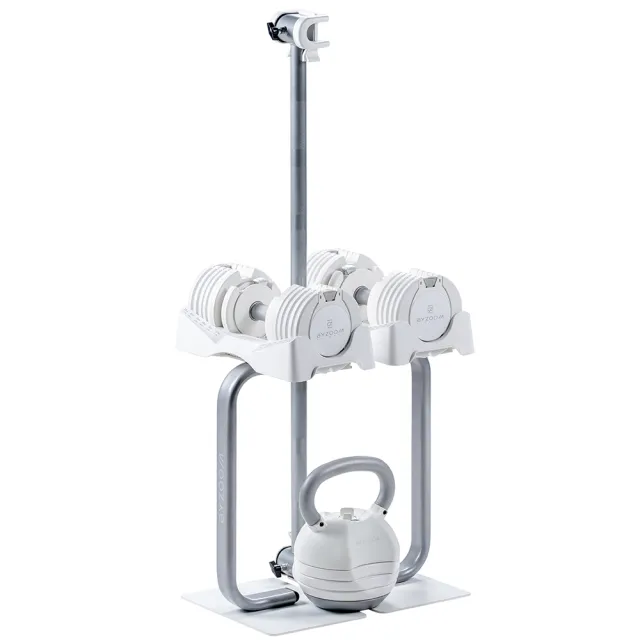【BYZOOM FITNESS】Pure Series12.5KG(27.5LB)  可調式啞鈴*2+(40LB) 可調式壺鈴+啞鈴專用架+ 專用槓鈴桿