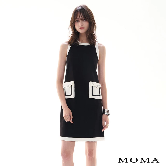 MOMA 低調奢華小香風毛呢洋裝(深藍色)好評推薦