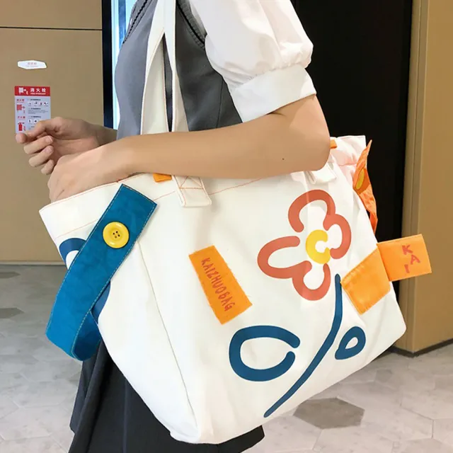 【LEESA】雙11 大容量肩背包\通勤包\學生包包\包包\肩背包\白色包包\帆布托特包\手提購物袋\帆布包\