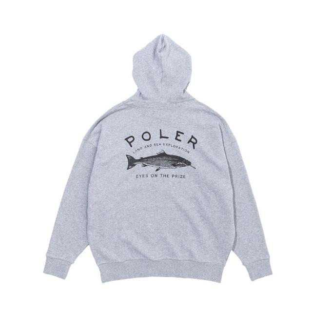 【POLER STUFF】日本限定 LAND AND SEA HOOD 寬鬆版連帽上衣 / 休閒上衣(淺灰)