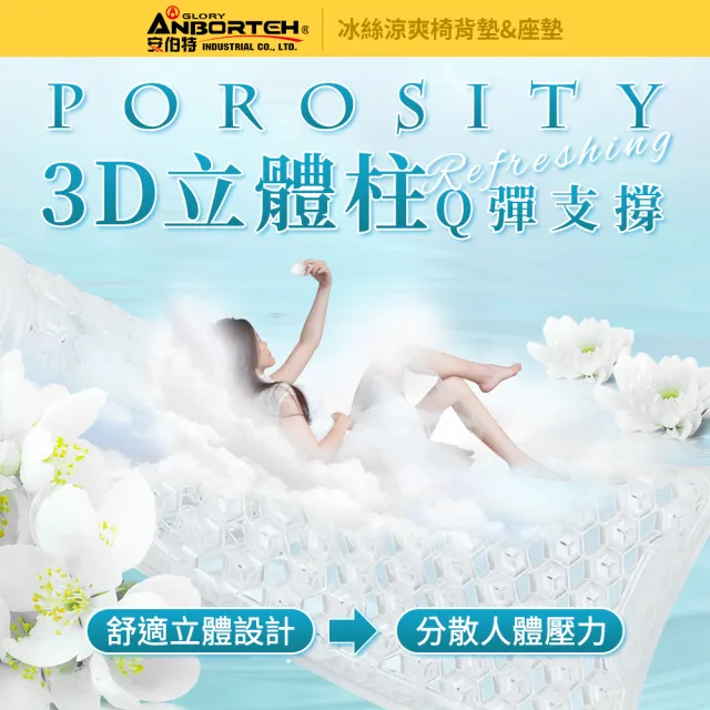 【ANBORTEH 安伯特】冰絲涼爽椅組 椅背墊+座墊(涼感座墊 汽車座墊 久坐不悶熱)