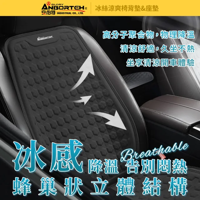 【ANBORTEH 安伯特】冰絲涼爽-椅背墊-快(涼感椅背墊 汽車靠背墊 久坐不悶熱)