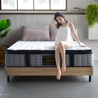 【LooCa】石墨烯EX乳膠2.4mm護脊正三線獨立筒床墊-黑鑽款(雙人5尺-送保潔墊)