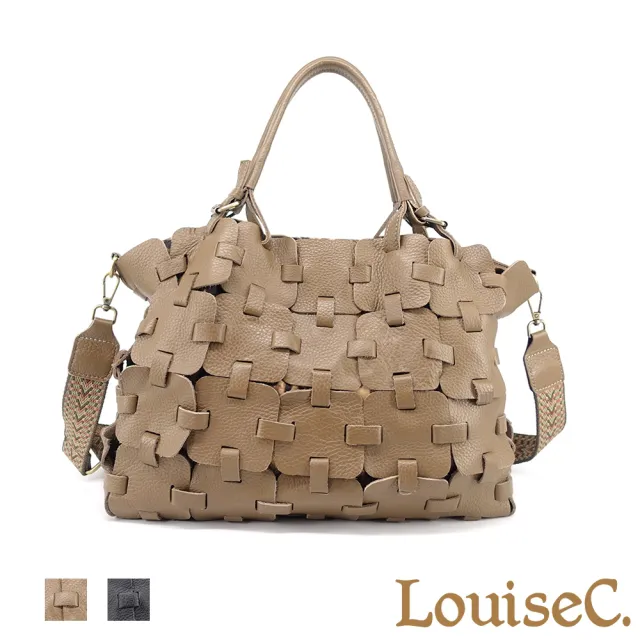 【LouiseC.】雙11 Tree House 牛皮手工方塊拼接托特TOTE手提斜背大真皮包-2色(真皮包包 CC5049)