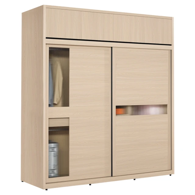 BODEN 米達4.9尺加高型長虹玻璃衣櫃(推/拉門衣櫃+棉