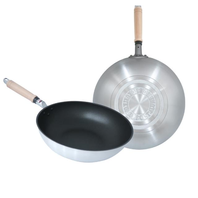 【hokua 北陸鍋具】日本製Mystar輕量級不沾黑金鋼炒鍋30cm(可用金屬鏟)