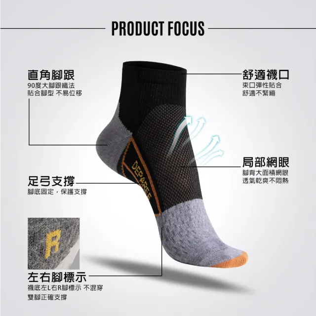 【蒂巴蕾】石墨烯氧化鋅抑菌消臭襪-太空梭 灰色(運動襪 除臭襪 足弓襪 薄襪 短襪 男 女)