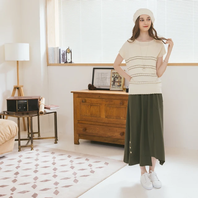 ELLE ACTIVE 女款 兩色拼接彈力短裙/褲裙-藍色(