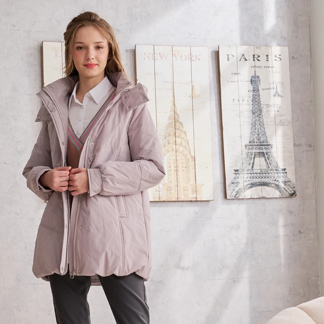 CUMAR 花型線條車線鋪棉長袖外套(粉 卡)好評推薦