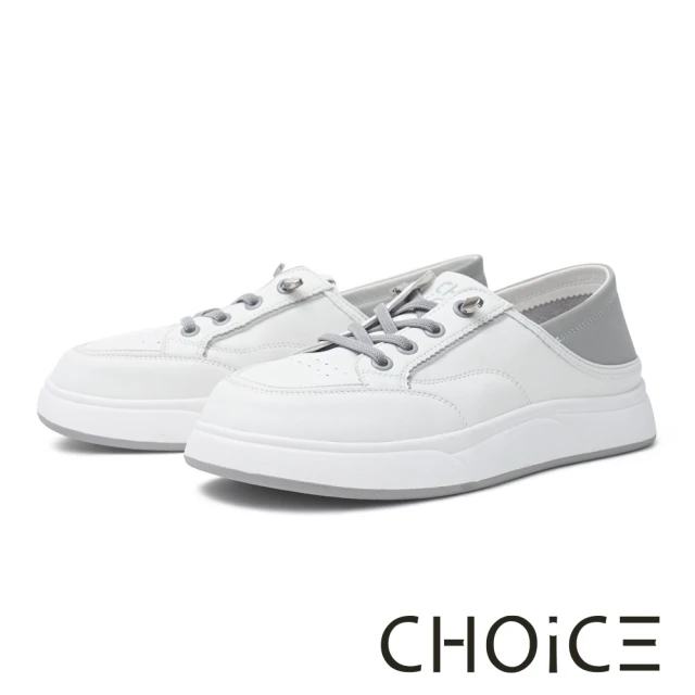CHOiCE 撞色拼接免綁帶厚底休閒鞋(灰色)好評推薦