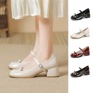 【J&H collection】法式漆皮高跟瑪莉珍鞋 娃鞋鞋 跟鞋(棕色／黑色／紅色／米色)