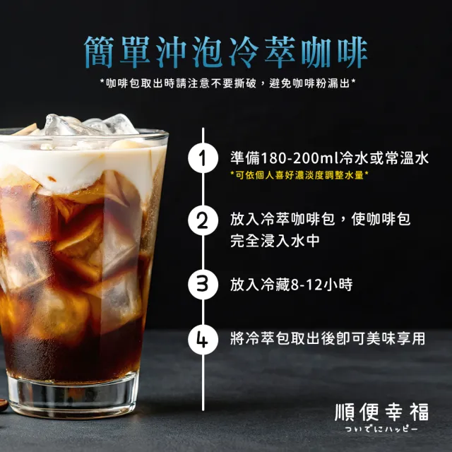 【順便幸福】冷萃咖啡-超人氣系列12包x1盒(冷泡 沖泡 茶包 浸泡)