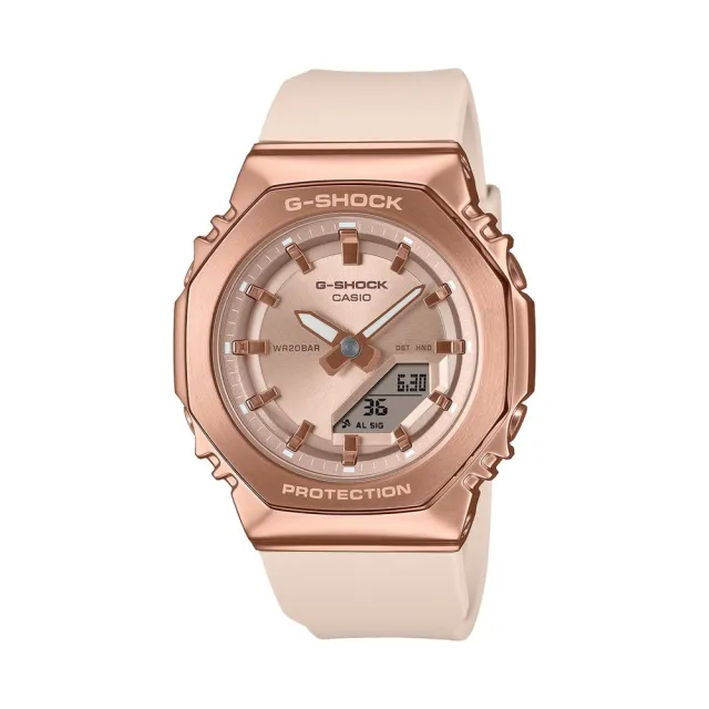 【CASIO 卡西歐】G-SHOCK 多元時尚 甜美金屬錶殼 八角形手錶 40.5mm-粉(GM-S2110PG-4A)
