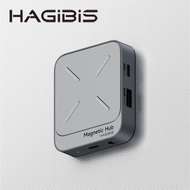 【HAGiBiS】TC100S鋁合金雙面磁吸Type-C擴充器(USB-C數據+USB-A+PD100W+TF/SD4.0槽+AUX音頻+指示燈)