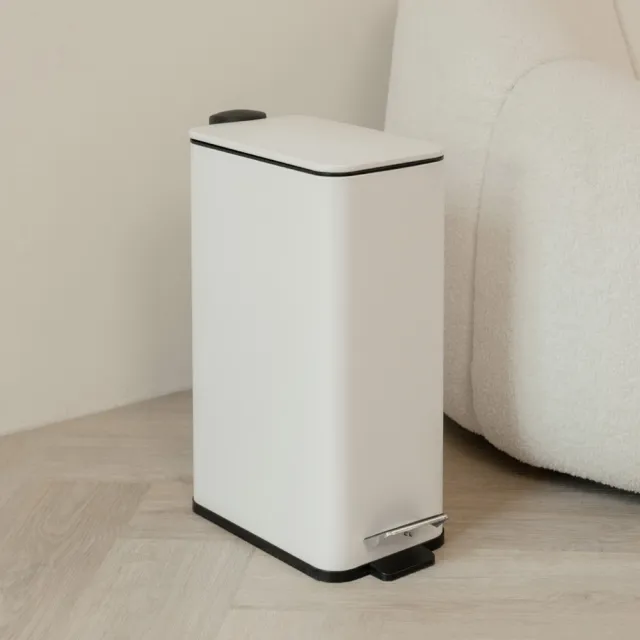 【ikloo 宜酷屋】簡約窄型腳踏式垃圾桶 加高款15L(緩降功能 附提把 輕奢簡約)