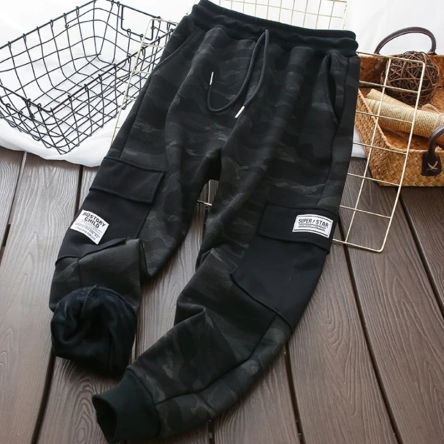 橘魔法橘魔法 迷彩雙口袋細刷絨縮口長褲(褲子 大童 縮口褲 運動褲 長褲 男童 童裝 兒童)