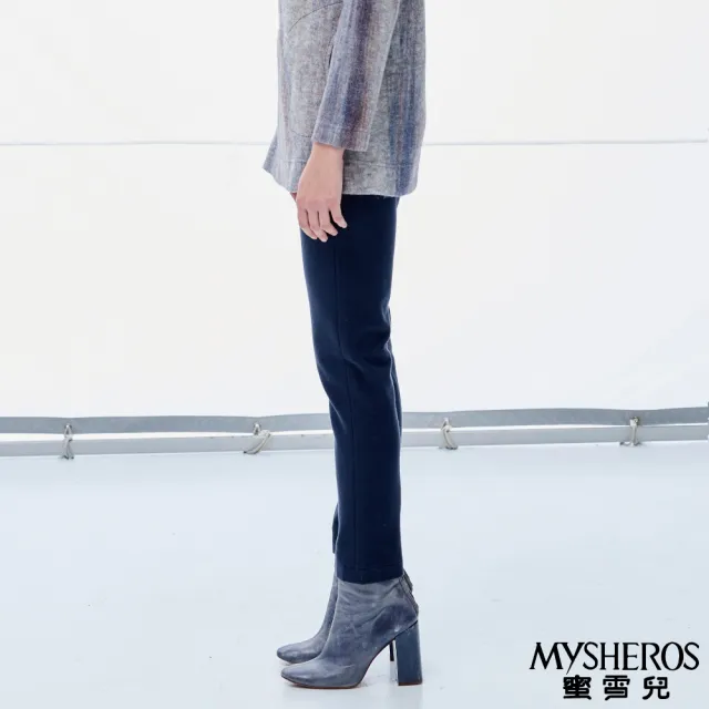 【MYSHEROS 蜜雪兒】造型休閒長褲 鬆緊腰頭 彈性簡約好搭(丈青)