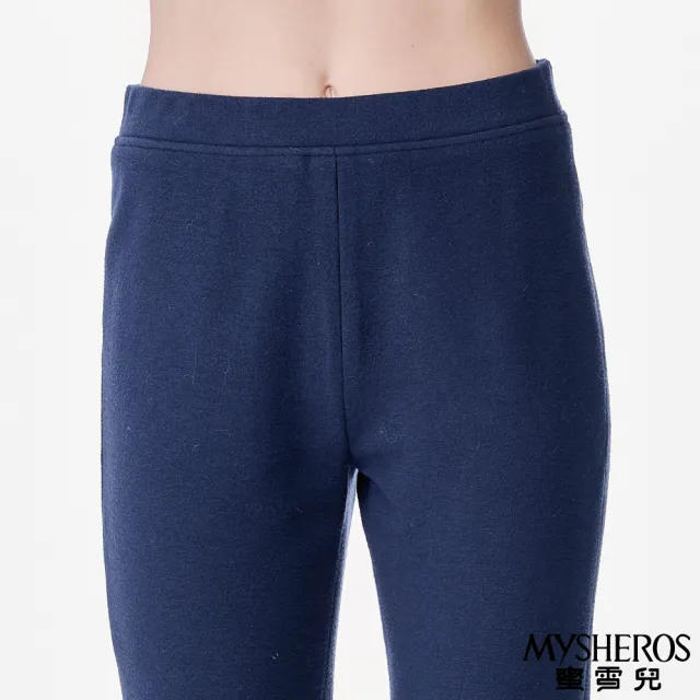 【MYSHEROS 蜜雪兒】造型休閒長褲 鬆緊腰頭 彈性簡約好搭(丈青)