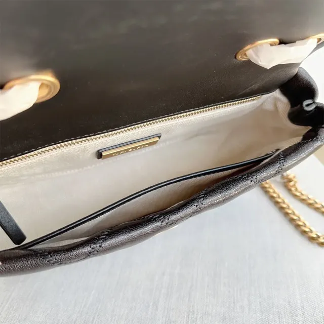 MICHAEL KORS Whitney 金字Logo山型紋绗縫金鏈翻蓋肩斜兩用包(電光白/中) | 斜背包/鍊帶包| Yahoo奇摩購物中心