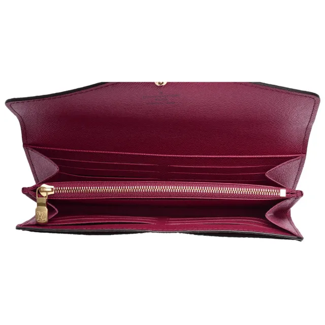【Louis Vuitton 路易威登】M62234 經典Sarah系列Monogram帆布金釦信封式長夾(紫紅色)