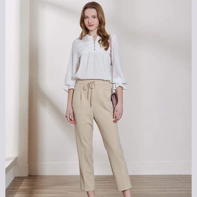 橘魔法 羅紋坑條下擺小開岔寬褲（大人賣場）(長褲 闊腿褲 褲