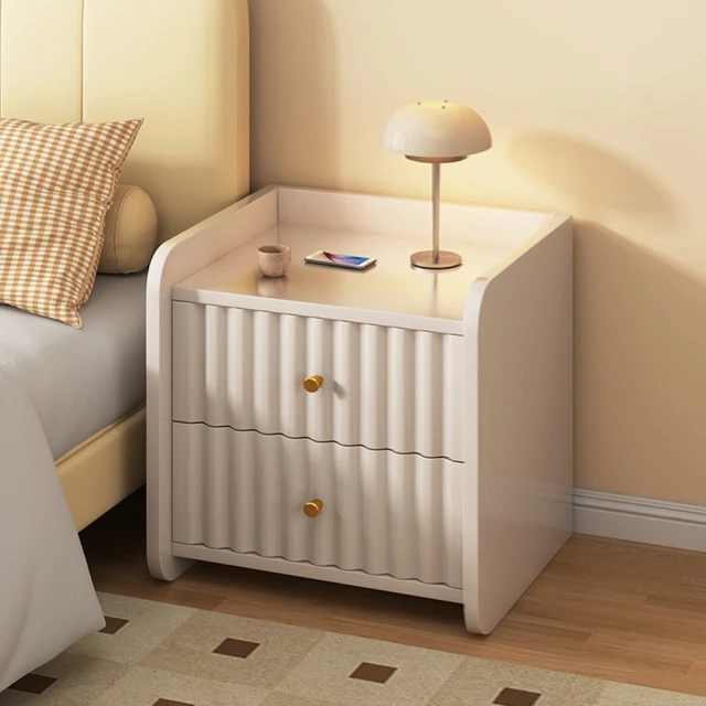歐意朗旗艦店 升級吸塑面板 雙抽33cm(床頭櫃 床邊幾 床邊櫃 奶油風床頭櫃 置物架 收納櫃 預購15天)
