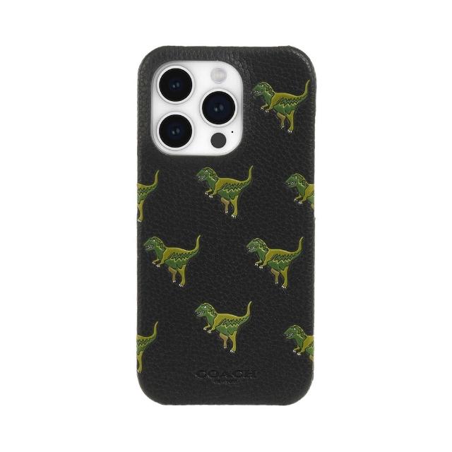 【COACH】iPhone 16系列 真皮手機殼 黑色小恐龍(義大利牛皮)