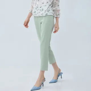 【ILEY 伊蕾】質感素面縲縈混羊毛九分直筒褲(淺綠色；M-XL；1233076323)