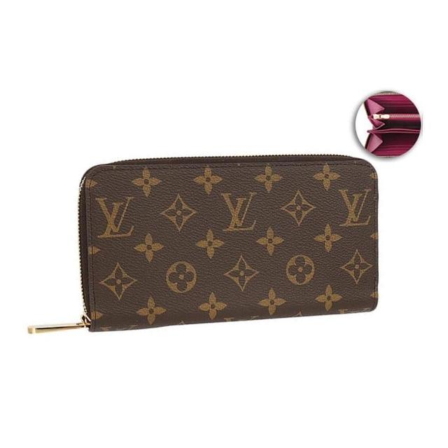 這款 LV LOUIS VUITTON 路易威登 M41895 經典 Monogram 花紋拉鍊長夾，以時尚的咖啡色系、紅色系與粉紅色系為主色，外層採用高品質合成皮，內層為皮革，提供優越的使用體驗。內設12個夾層與1個內袋，適合日常攜帶與整理物品。附有 LV 原廠防塵袋、紙盒與專櫃購買證明影本，為您帶來原廠等級的包裝與證明。