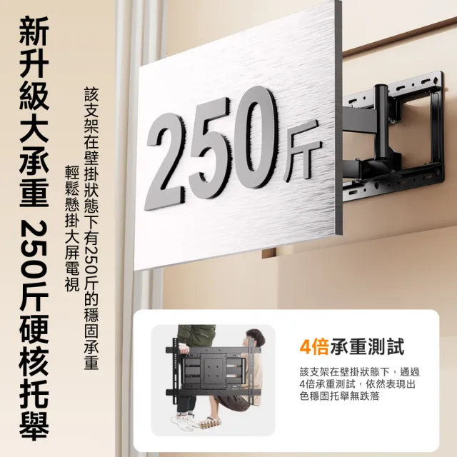 【Secaii 設彩】電視架 壁掛電視架 承重220斤 40-80吋(壁掛電視 超薄電視機架 六臂電視機架 可調節伸縮)