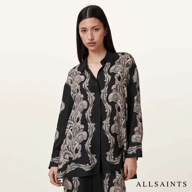 【ALLSAINTS】BERNIE 寬鬆印花長袖襯衫 W118PC(舒適版型)