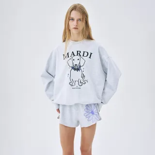 【MARDI MERCREDI】印花大學TEE 灰色 經典臘腸狗 花圈 SWEATSHIRT SWING TAIL DDANJI NECKLACE