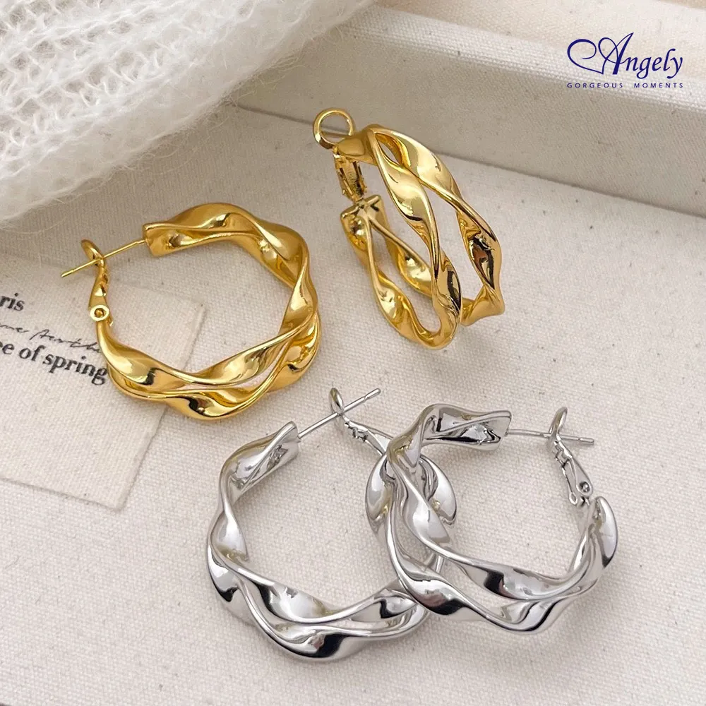 【Angely】扭曲雙層時尚造型耳環