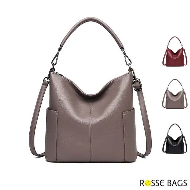 【Rosse Bags】時尚質感軟皮大容量手提肩背包(紅色 / 卡其色 / 黑色)