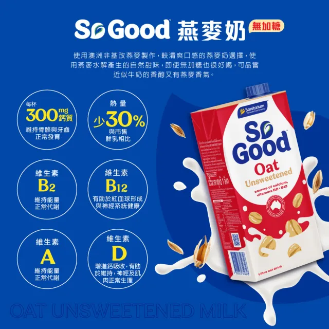 【SO GOOD】無加糖燕麥奶1Lx6(植物奶 Basic系列 全素可食)