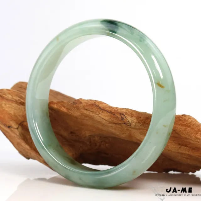 【JA-ME】天然A貨翡翠冰種飄花灑金玉鐲#18.5
