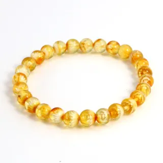 【JA-ME】天然琥珀金珀帶紅皮手工陰雕蓮花手串 7-7.5mm 5克以上(母親節禮物/現貨)