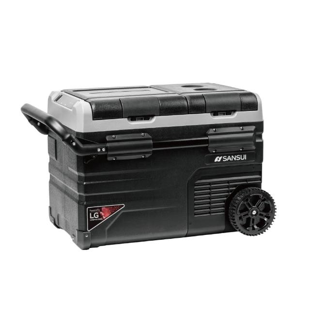 SANSUI 山水 SL-G35N 行動電冰箱，容量35L，適合車用或戶外露營使用。尺寸711x460x441mm，重量僅17.5kg，黑色系設計輕巧便攜。支援DC 5.0A/2.5A電壓，高效製冷保鮮，理想的31L~40L級行動冰箱選擇。