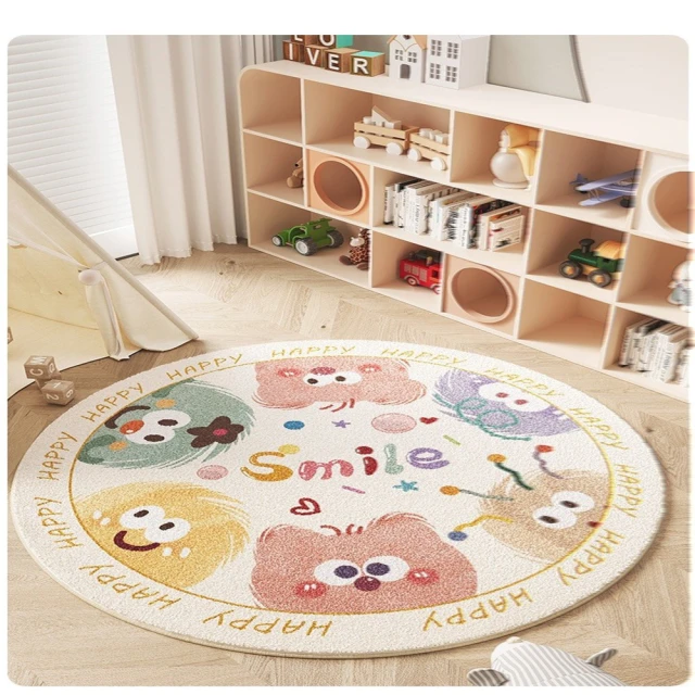 慢說家居旗艦店 兒童卡通 圓形地毯 書房床邊毯地墊直徑180cm(0異味0甲醛羊羔絨/鎖邊牢固/預售15天)