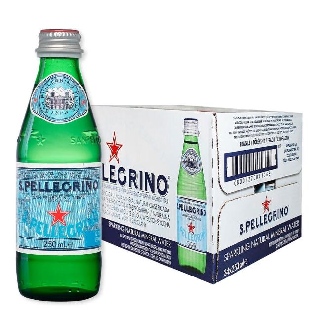 【S.Pellegrino 聖沛黎洛】天然氣泡礦泉水玻璃瓶裝250mlx24入 箱
