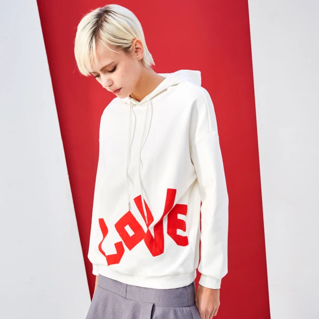 Le Polka 塗鴉文字落肩圓領襯衫-女好評推薦