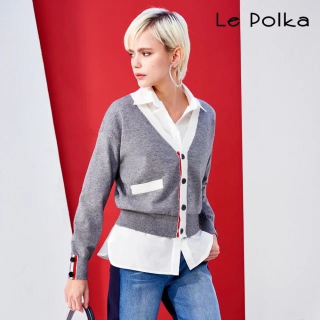 Le Polka 塗鴉文字落肩圓領襯衫-女好評推薦