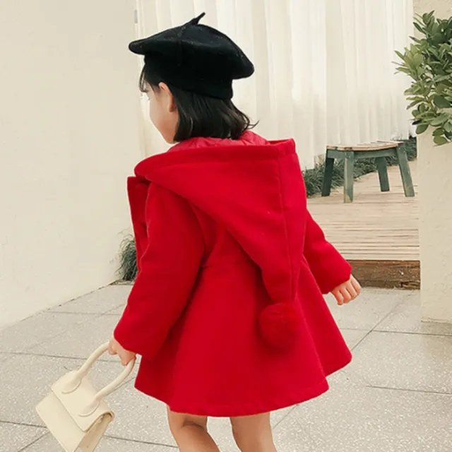 【橘魔法】(零碼出清)精靈尖尖帽毛尼傘擺大衣 連帽 外套 夾克 兒童 女童 童裝 過年 新年 大紅 聖誕 保暖