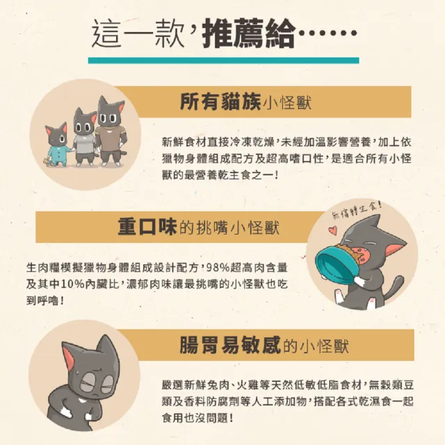 【怪獸部落】 美國太空凍乾生肉糧-貓族140g*2包組(主食凍乾)