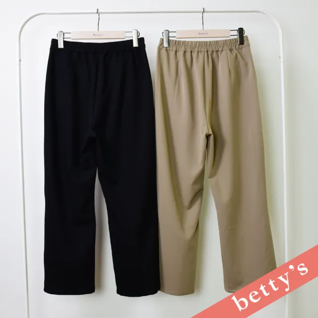 【betty’s 貝蒂思】出清品  長腿剪裁褲管開衩直筒西裝褲(黑色)