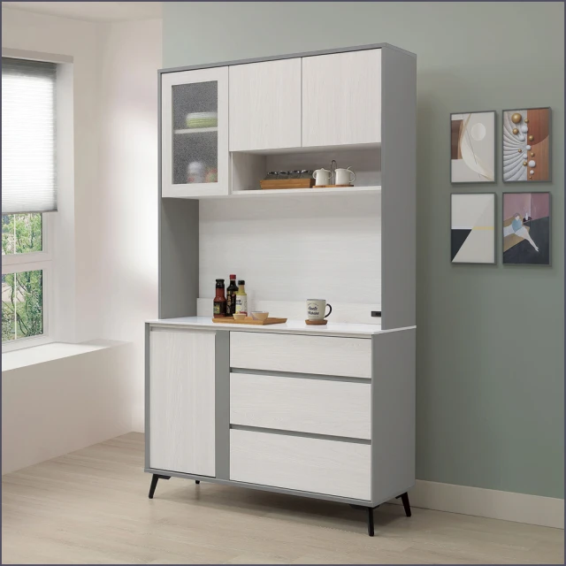 麗得傢居 蜜雪6.7尺餐櫃組合 2.7尺電器櫃+4尺餐櫃二件