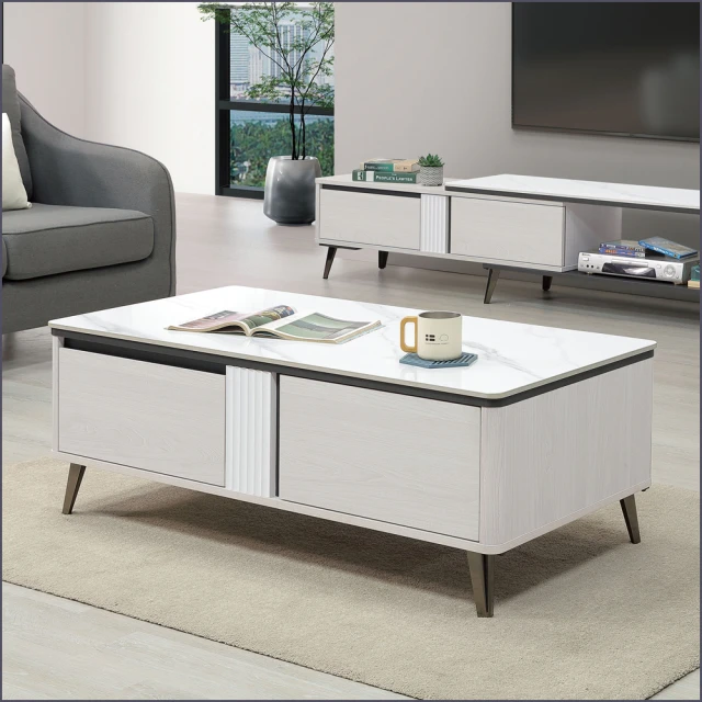 麗得傢居 格倫4尺岩板大茶几 客廳桌(台灣製造 專人配送)